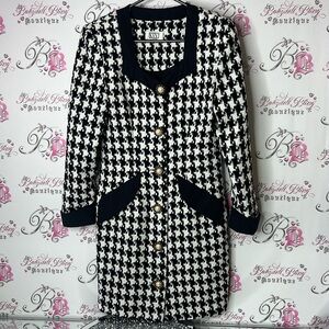 Forever 21 dress blazer style Elegant Black and White Houndstooth Women's Coat
